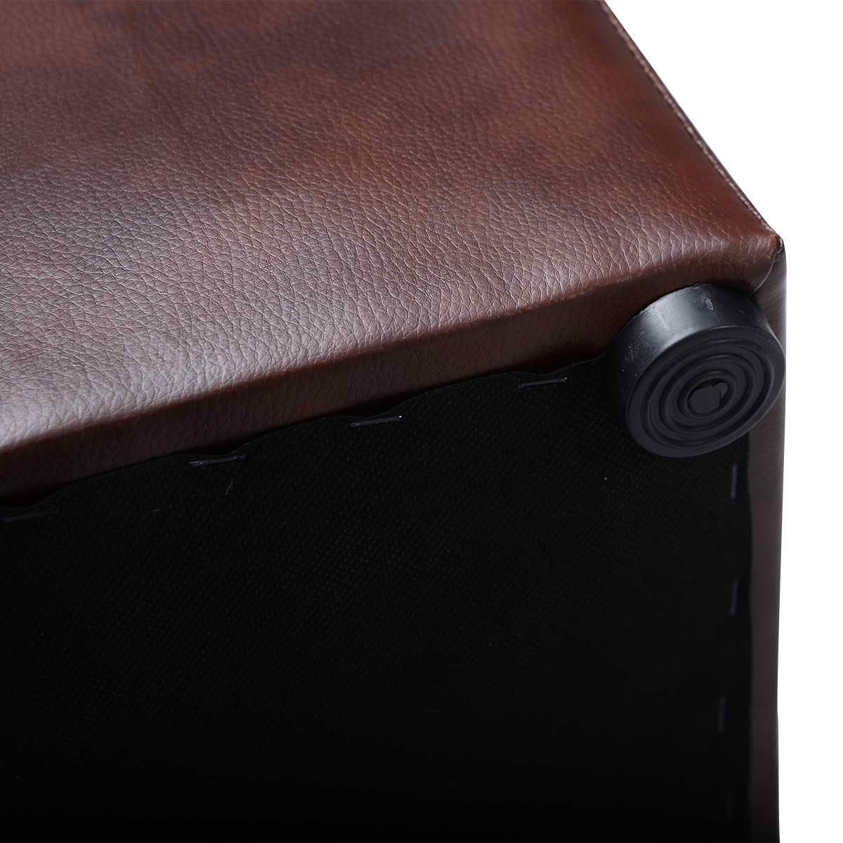 Tabouret Pouf Coffre Boîte de Rangement Repose-Pied Ottoman Espace de Stockage Cuir PU, max. 150 kg, 40x40x40cm, Marron