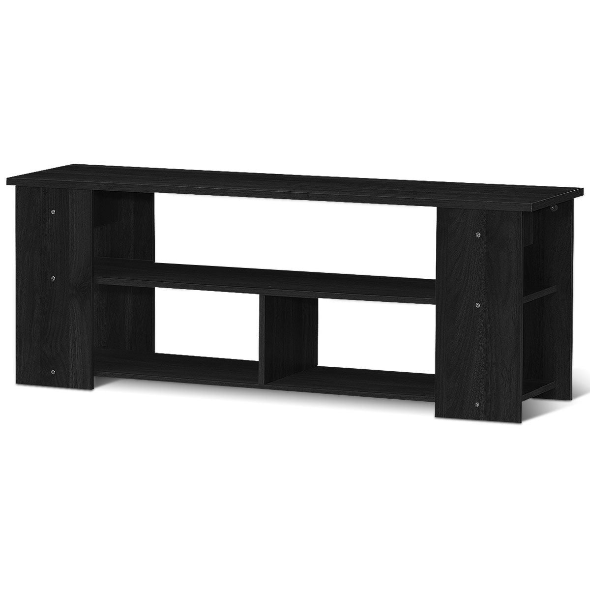 Meuble TV à 3 Niveaux avec Structure en Bois Massif pour Salon Chambre Salle de Jeu Style Moderne 100 x 29  x 40,5 cm Noir