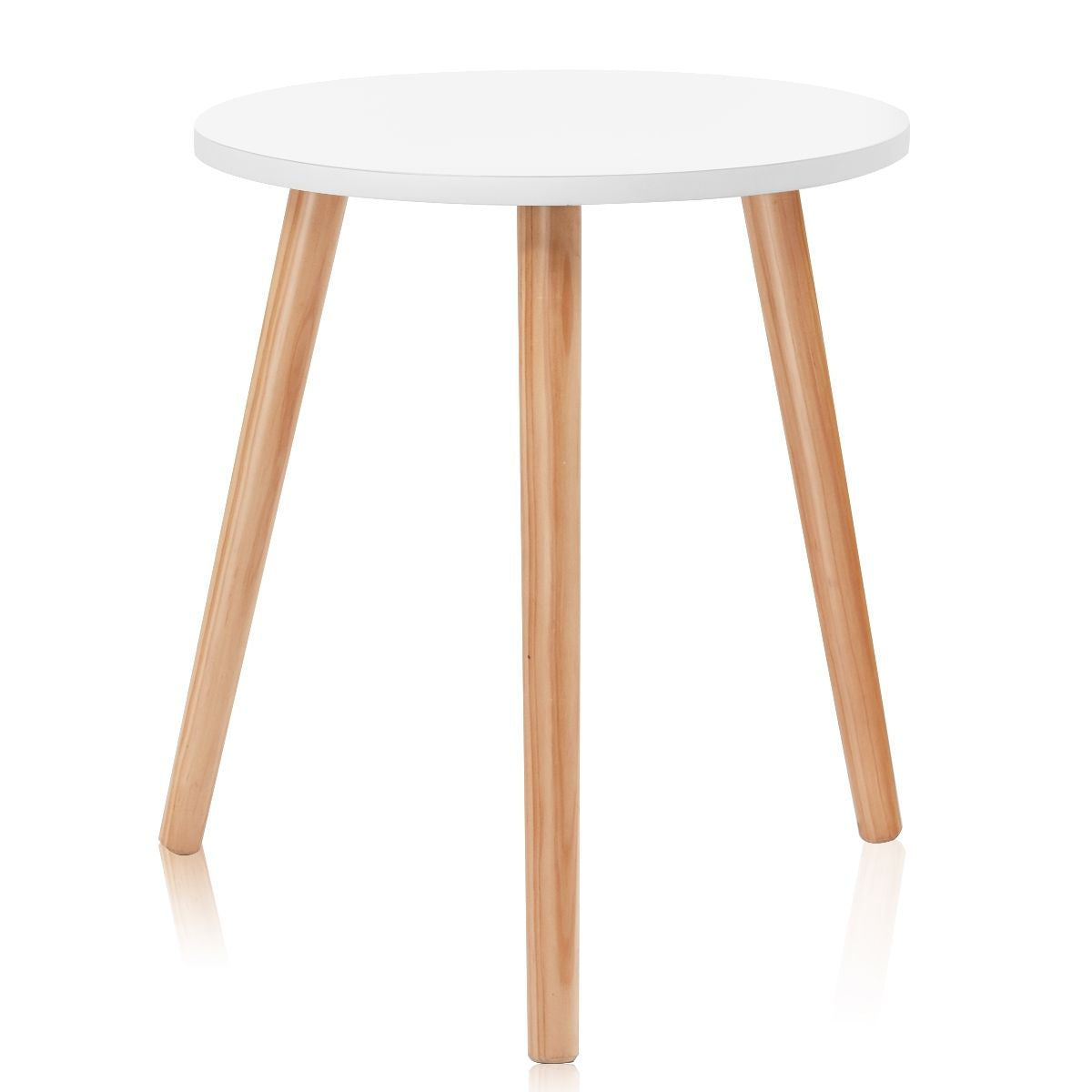 Table Basse Ronde Style Scandinave Moderne en MDF et Bois de pin Dim. Ø40 x 48H Blanc