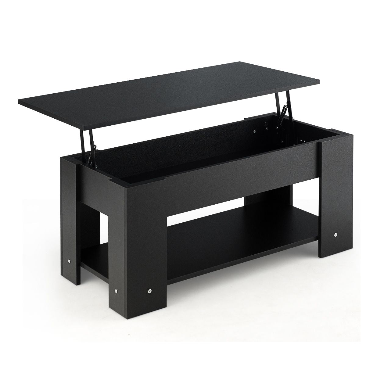 Table Basse avec Plateau Relavable et 1 Etagère pour Rangement Style Moderne 98 x 51 x 42 CM Noir