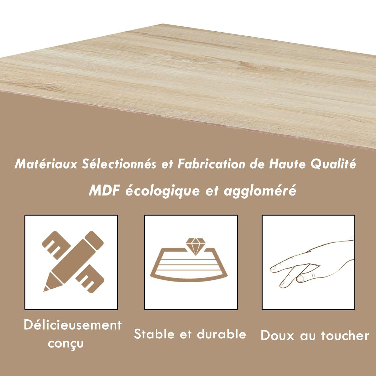 Meuble TV Console Multimédia pour TV Jusqu'à 55'' avec Gestion des Câbles de Style Moderne