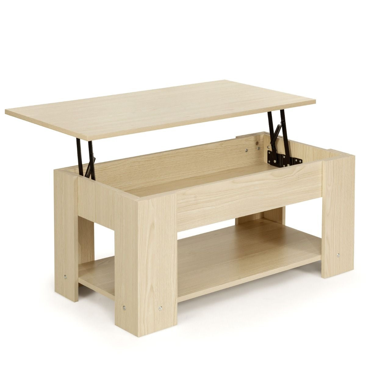 Table Basse avec Plateau Relavable et 1 Etagère pour Rangement Style Moderne 98 x 51 x 42 CM Naturel