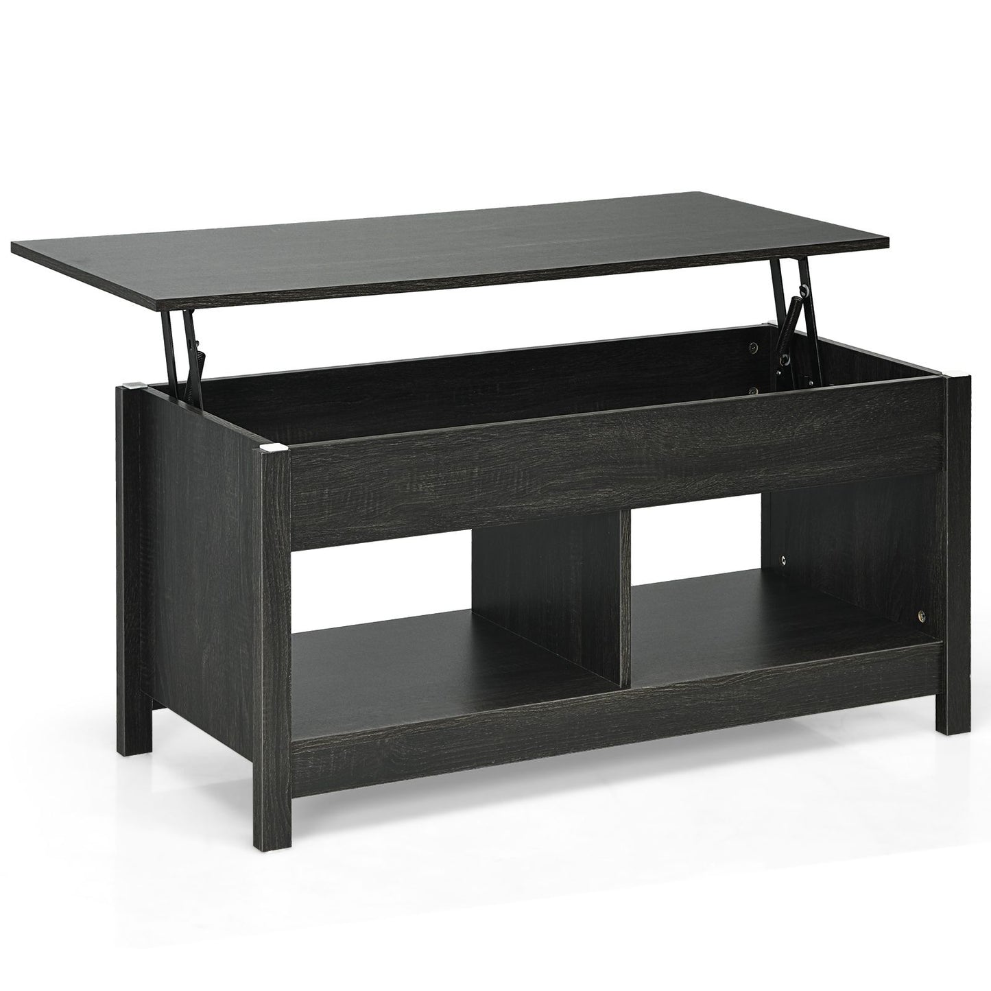 Table Basse avec Plateau Relevable avec Espace de Rangement Caché et Etagère Inférieur 109 x 47,5 x 50-63 cm Noir