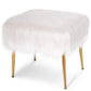 Tabouret en Fourrure Synthétique Pieds en Métal Dor Ottoman Romantique pour Coiffeuse 51 x 41 x 45,5 CM (L x l x H) Beige