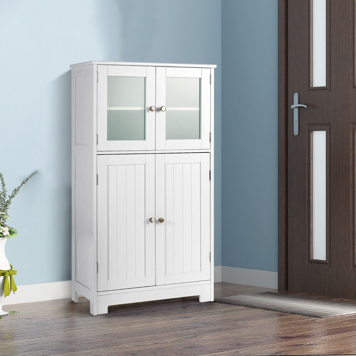 Meuble de Rangement 58 x 30 x 109 CM avec Etagère Réglable Armoire Polyvalent pour Salon Bureau Cuisine Blanc