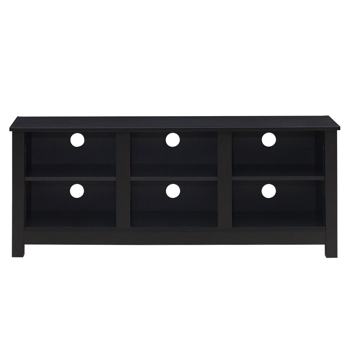 Meuble TV 135 x 39,5 x 54 cm avec 2 Etagères de Rangement Réglable Centre Multimédia Polyvalent pour Salon Noir