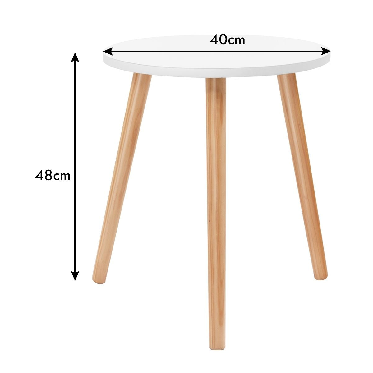 Table Basse Ronde Style Scandinave Moderne en MDF et Bois de pin Dim. Ø40 x 48H Blanc