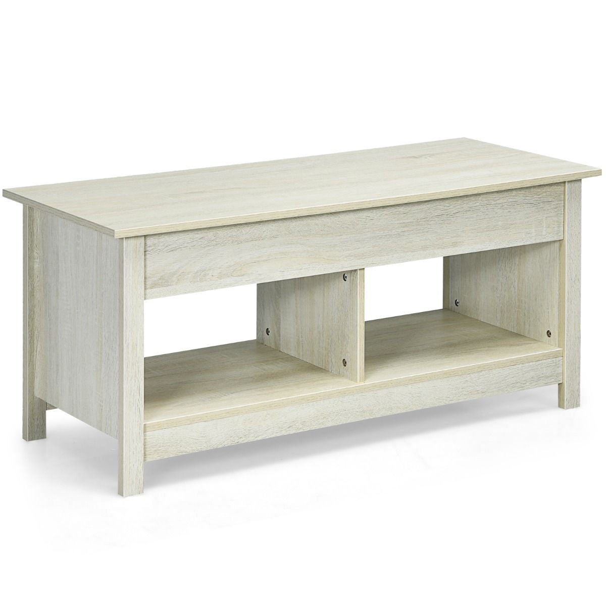 Table Basse avec Plateau Relevable avec Espace de Rangement Caché et Etagère Inférieur 109 x 47,5 x 50-63 cm Blanc