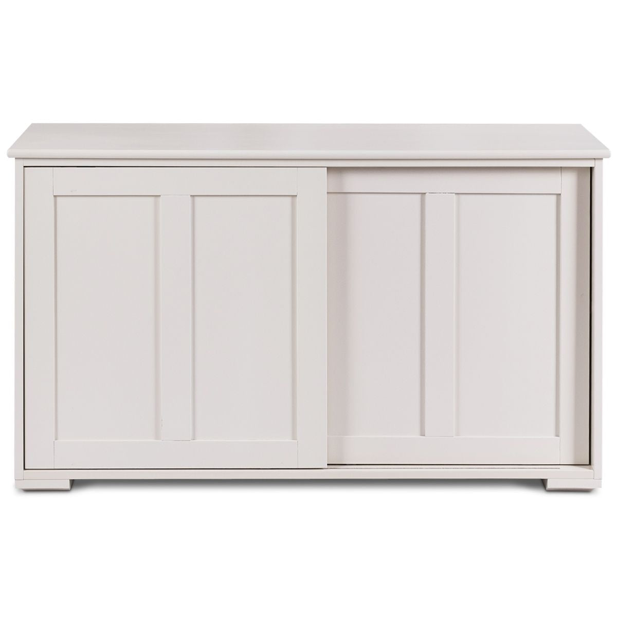 Buffet Armoire de Cuisine en MDF avec 2 Etagères de Rangement et 2 Portes Coulissantes Marron/Blanc