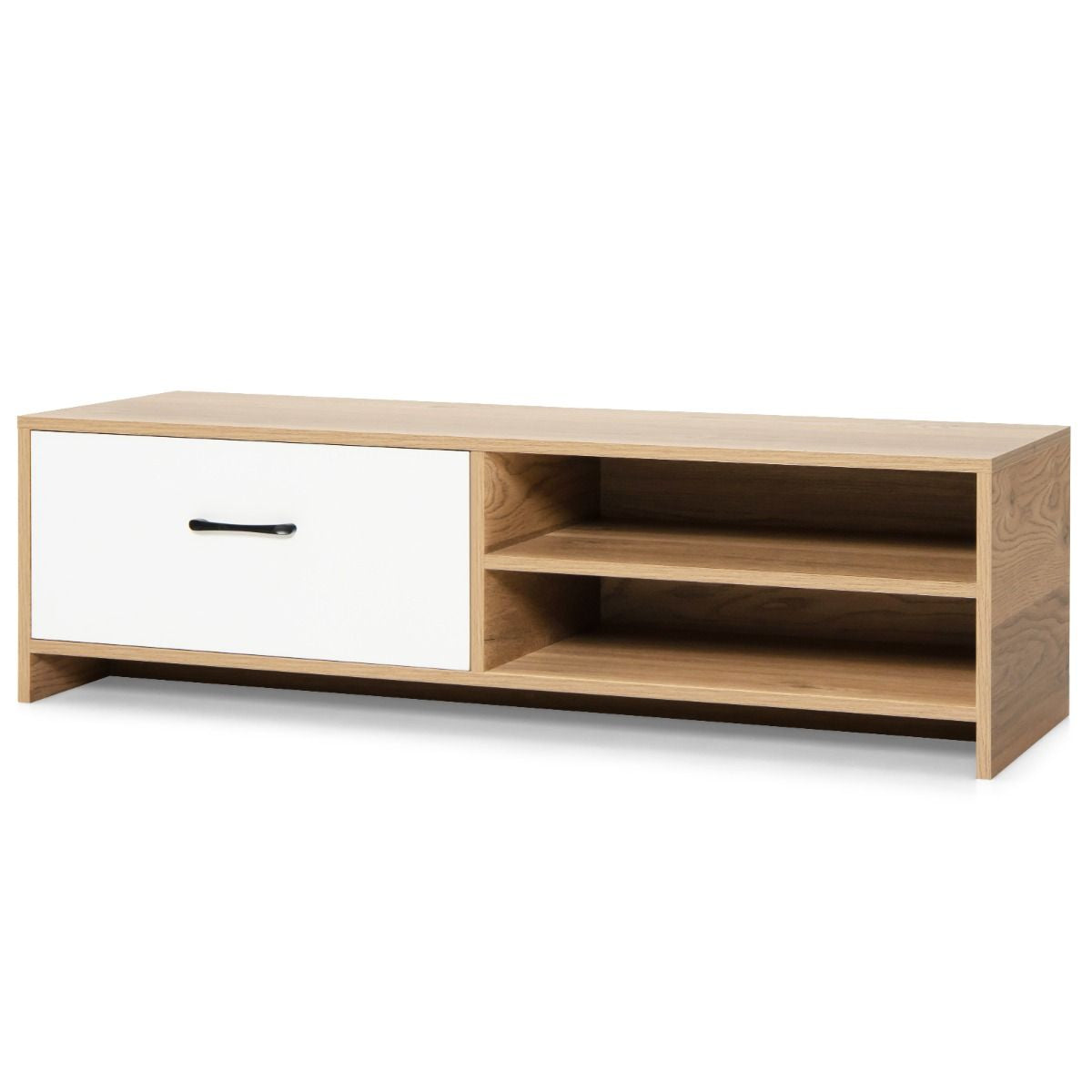 Meuble TV avec Tiroir et 2 Compartiments pour TV 55" au Max Banc TV en Bois 120 x 42 x 35cm