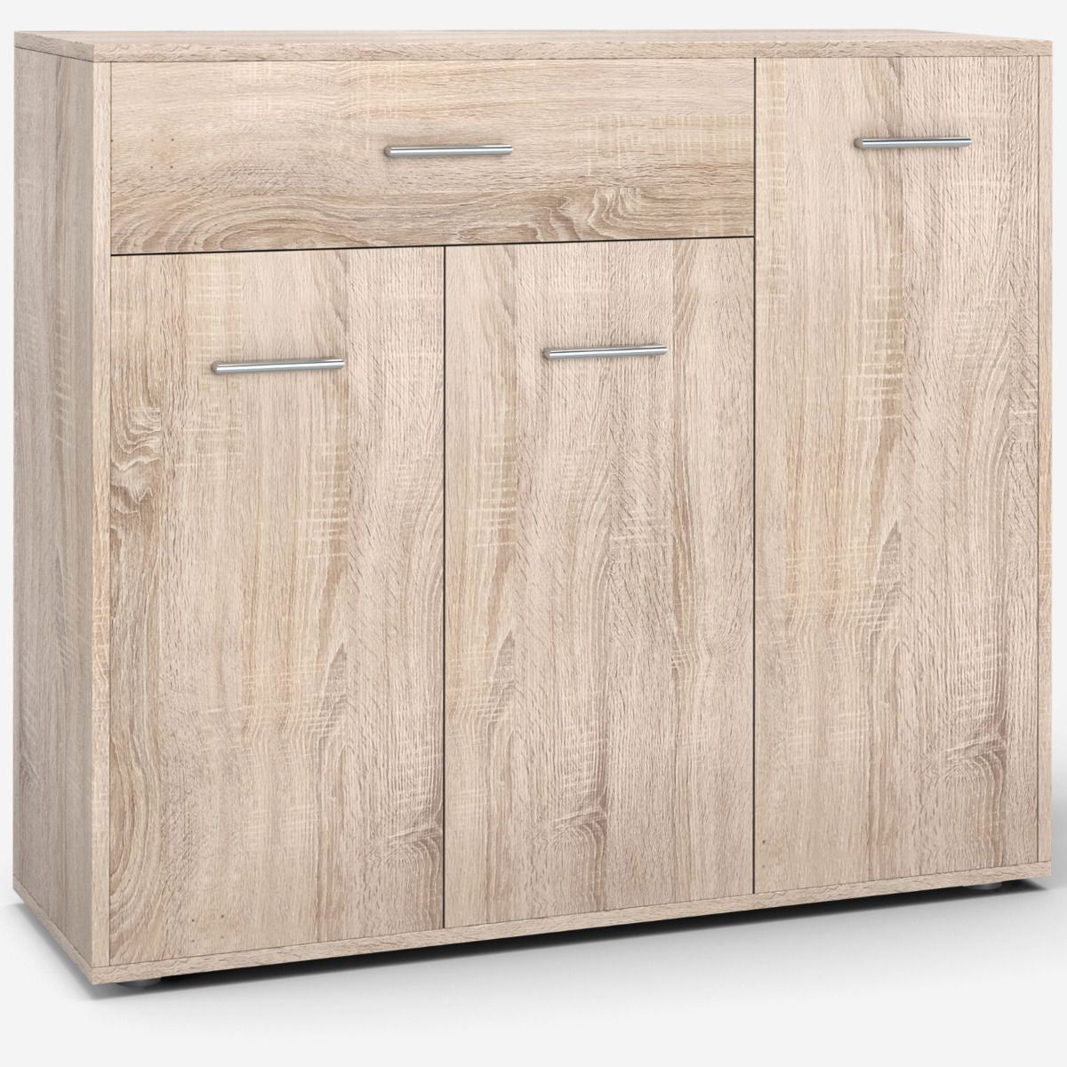 Buffet de Cuisine Commode Meuble de Rangement avec 1 Tiroir et 3 Portes en MDF  90 x 29 x 82 CM (L x l x H) Commode Naturel