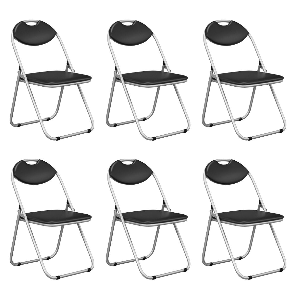 Lot de 6 Chaise Pliante en Métal Chaise Visiteur Pliable Rembourré avec Poignée Charge 115 kg Sans Assemblage Noir