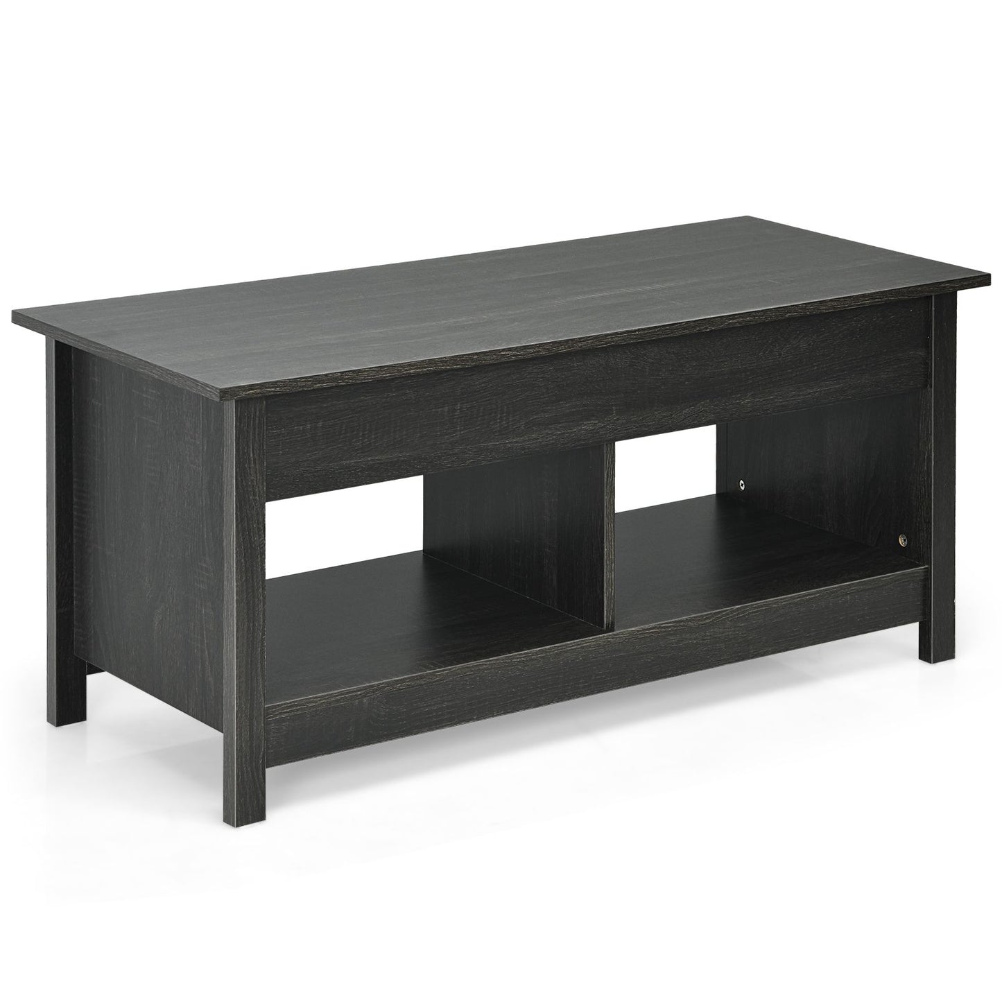 Table Basse avec Plateau Relevable avec Espace de Rangement Caché et Etagère Inférieur 109 x 47,5 x 50-63 cm Noir