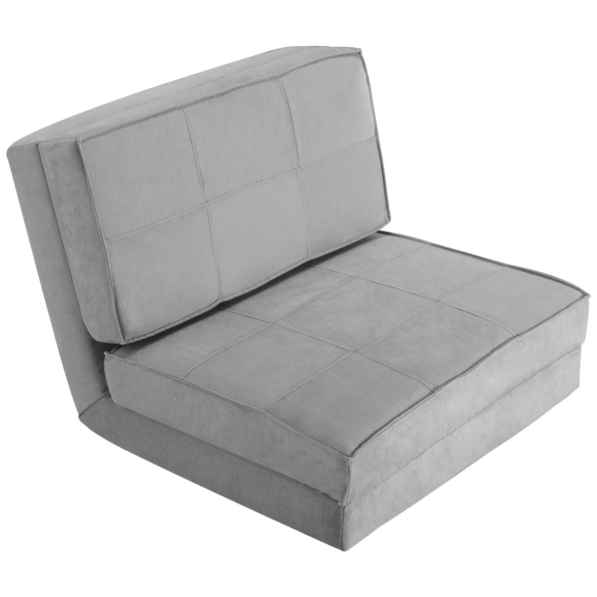 Canapé-Lit Paresseux Pliable Canapé de Sol Dossier Réglable 6 Positions Fauteuil-Lit Tissu en Daim Doux et Rembourré pour Chambre Salon Balcon Gris