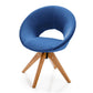 Fauteuil en Tissu Chaise Pivotante Moderne avec Pieds en Bois Massif et Siège Moelleux pour Salon Bureau et Chambre Bleu