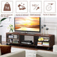 Meuble TV avec Roues Verrouillables 5 Etagères de Rangement Ouverts de Style Moderne pour TV Jusqu'à 55'' en MDF Marron