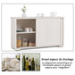 Buffet Armoire de Cuisine en MDF avec 2 Etagères de Rangement et 2 Portes Coulissantes Marron/Blanc