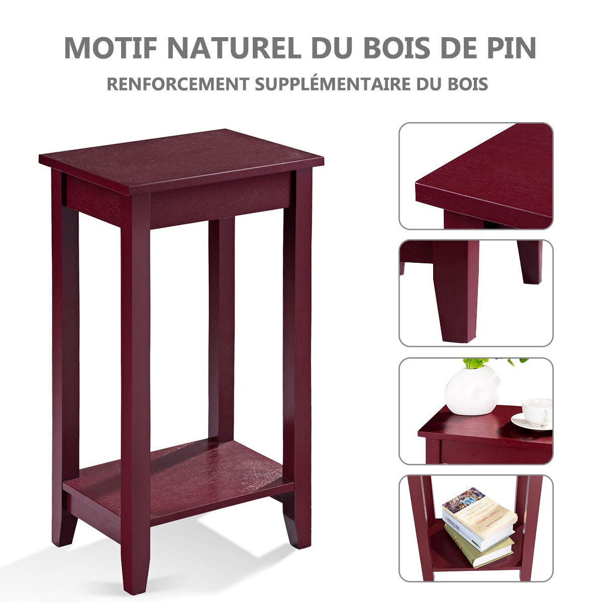 Table d'appoint étroite avec étagère de rangement Salon Café