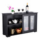 Buffet Meuble de Cuisine Cabinet de Stockage Placard Verre Porte Coulissante Noir en MDF de Haute Qulaité