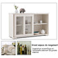 Buffet de Cuisine Commode Rangement Cuisine 2 Etagères avec 2 Porte Coulissantes Beige