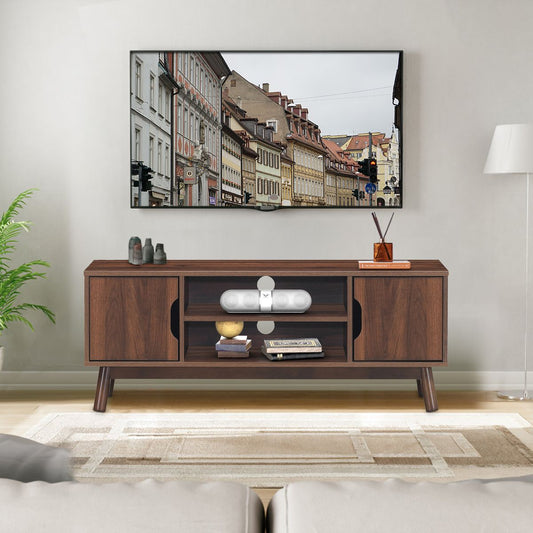 Meuble TV avec Compartiments et Étagères Jusqu’à 43 Pouces pour Salon Chambre Salle de Jeu 120x39x48,8cm Marron&Noir