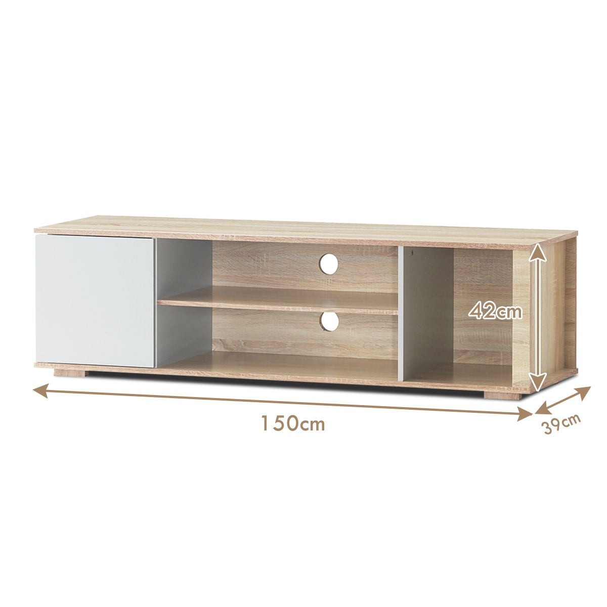 Meuble TV Console Multimédia pour TV Jusqu'à 55'' avec Gestion des Câbles de Style Moderne