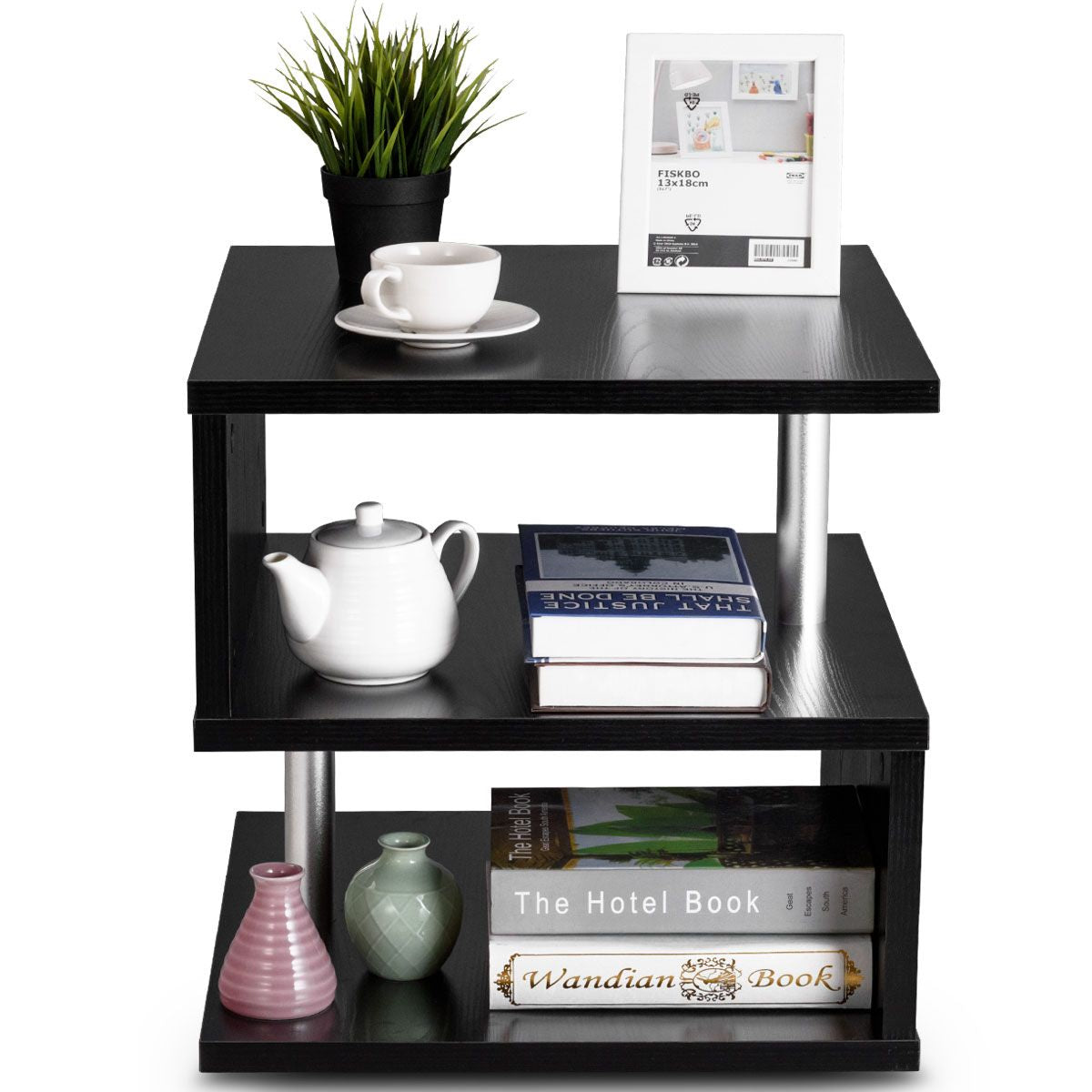 Table basse  avec porte-revues intégré  Noir Moderne multifonctionnelle pour Bureau