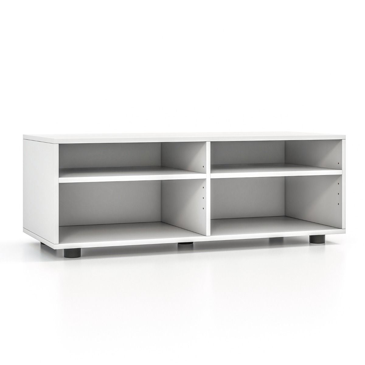 Meuble TV avec Rangement Table Console TV 4 Cubes avec étagères réglables Centre de Divertissement Média pour TV jusqu'à 101 cm Blanc