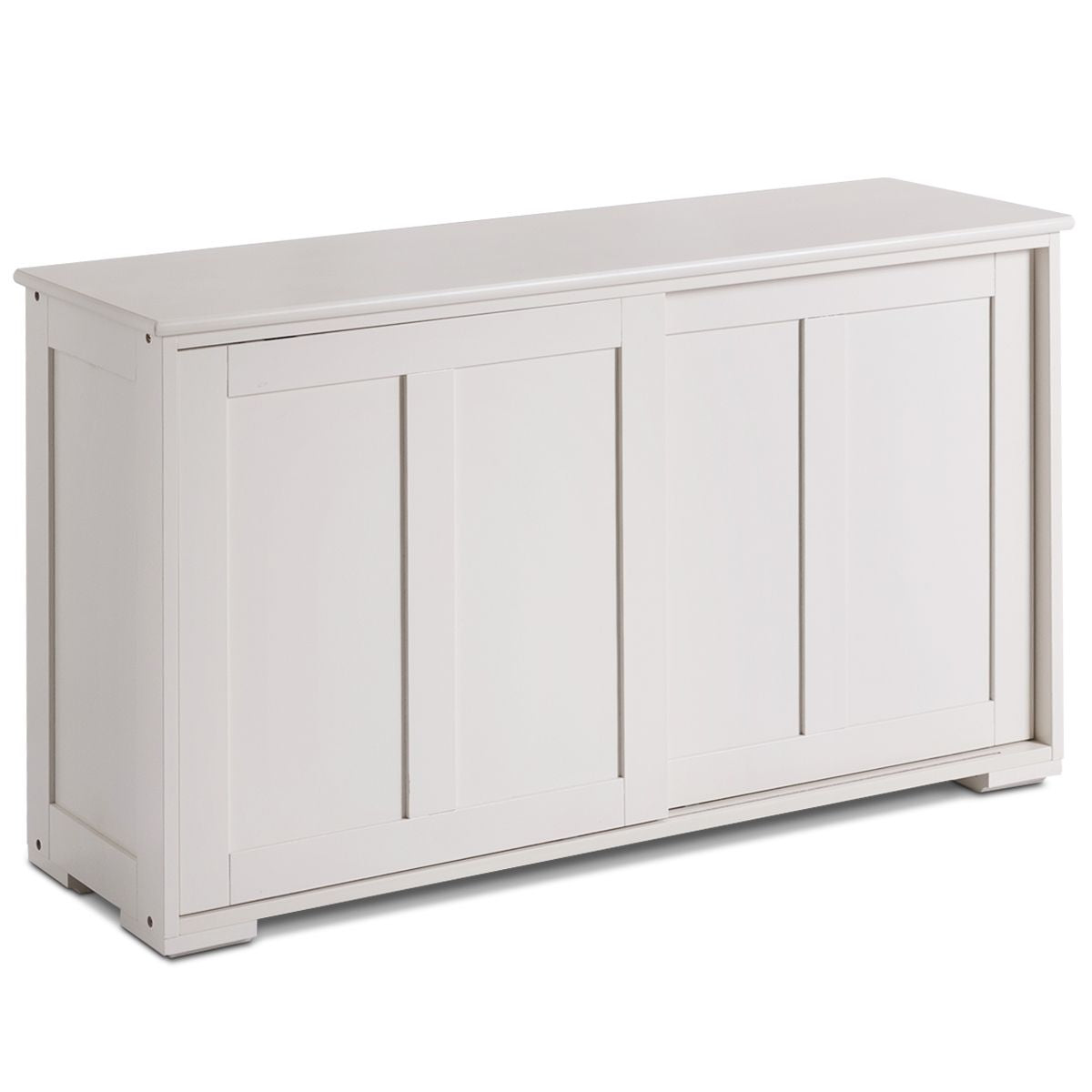 Buffet Armoire de Cuisine en MDF avec 2 Etagères de Rangement et 2 Portes Coulissantes Marron/Blanc