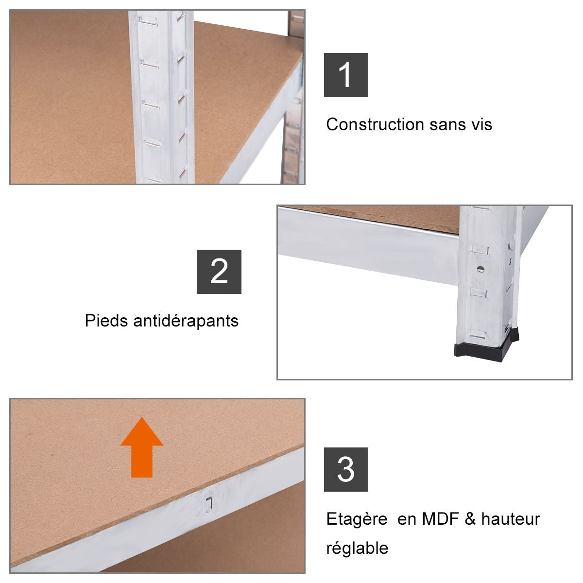 Lot de 2 Étagères de Rangement Charge Lourde 90x40x180CM avec 5 Tablettes Charge 175KG Étagères de Garage en Métal Galvanisé