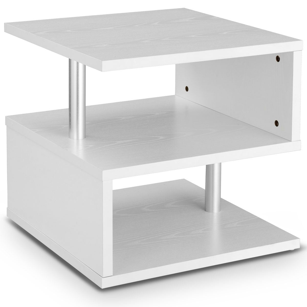 Table Basse Table d'Appoint avec Porte-Revues Intégré 50 x 50 x 50cm Blanc