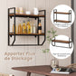 Étagère Murale de Rangement Industriel 2 Niveaux Étagère Flottante avec Barre de Suspension pour Salon Cuisine Salle de Bain