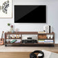 Meuble TV avec Roues Verrouillables 5 Etagères de Rangement Ouverts de Style Moderne pour TV Jusqu'à 55'' en MDF Marron