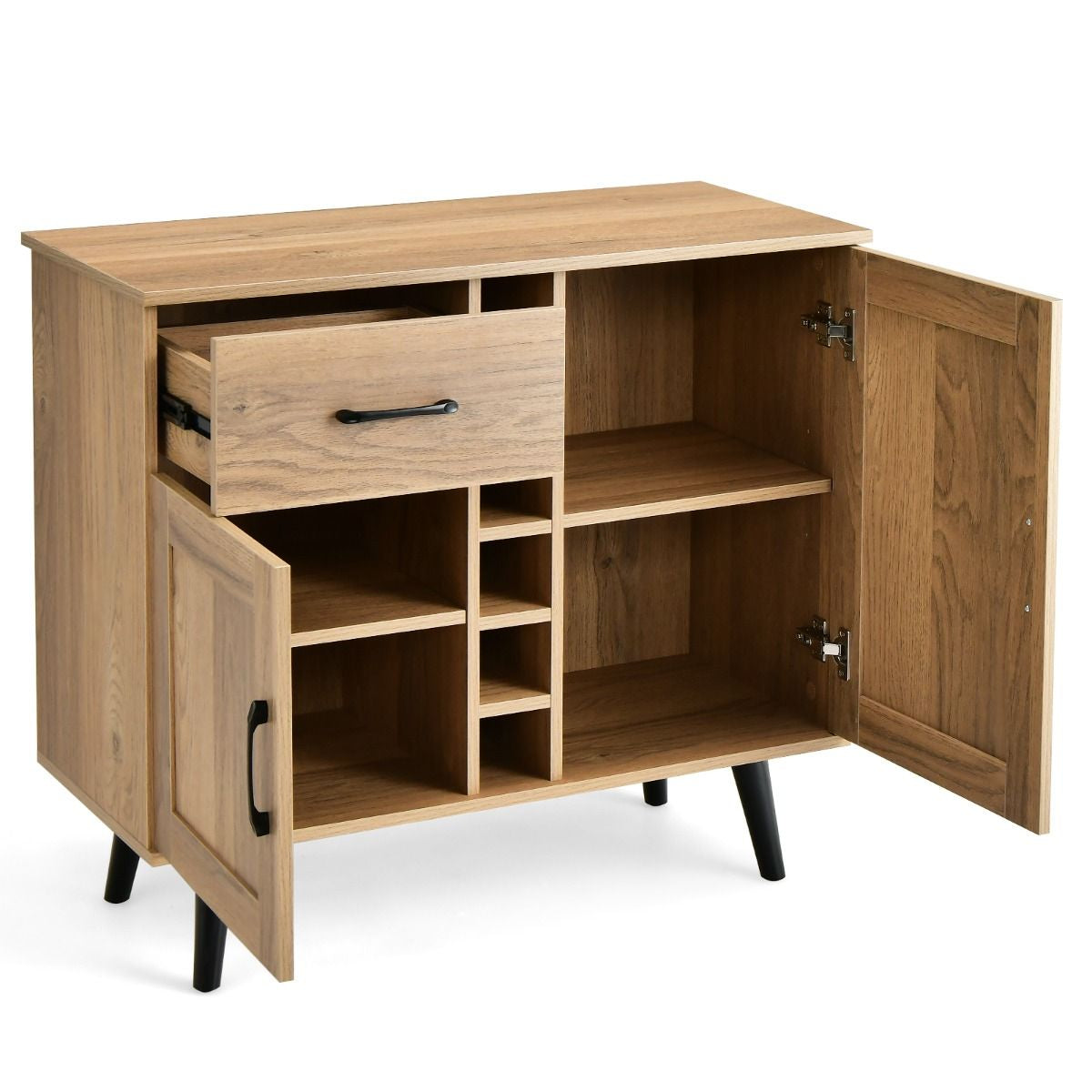 Buffet Cuisine Industriel à 2 Portes avec 6 Porte-Bouteilles Meuble de Rangement avec Tiroir Coulissante Cadre Métallique 90 x 40 x 79 cm