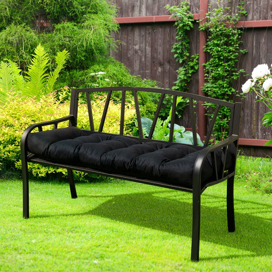 Coussin Banc Extérieur Intérieur 132x49x15 CM pour Bancs de Jardin Coussin Salon de Jardin Extérieur Coton PP Doux Matelas Noir