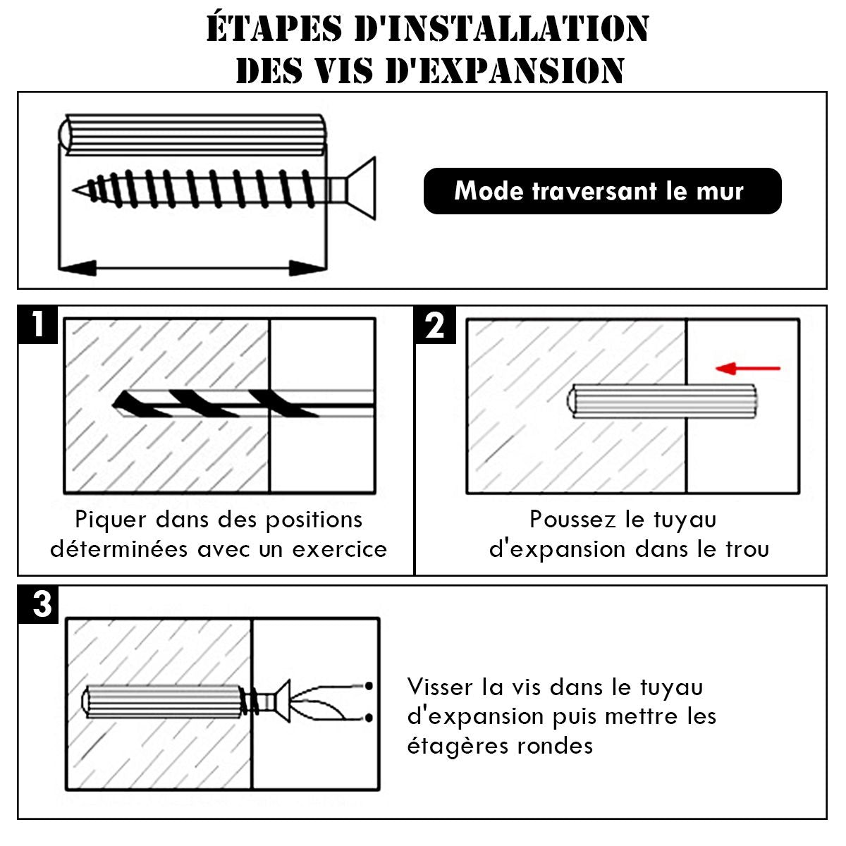 Étagères Murales Ronde de Style Industrielle avec 4 Etagères Dimensions Ø 55 x 11 CM Matériel de Fixation Inclus