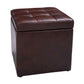 Tabouret Pouf Coffre Boîte de Rangement Repose-Pied Ottoman Espace de Stockage Cuir PU, max. 150 kg, 40x40x40cm, Marron