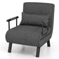 Fauteuil Convertible à Lit 1 Place, Fauteuil de Salon 4-en-1 Dossier Réglable en 6 Positions avec Oreiller Gris Foncé