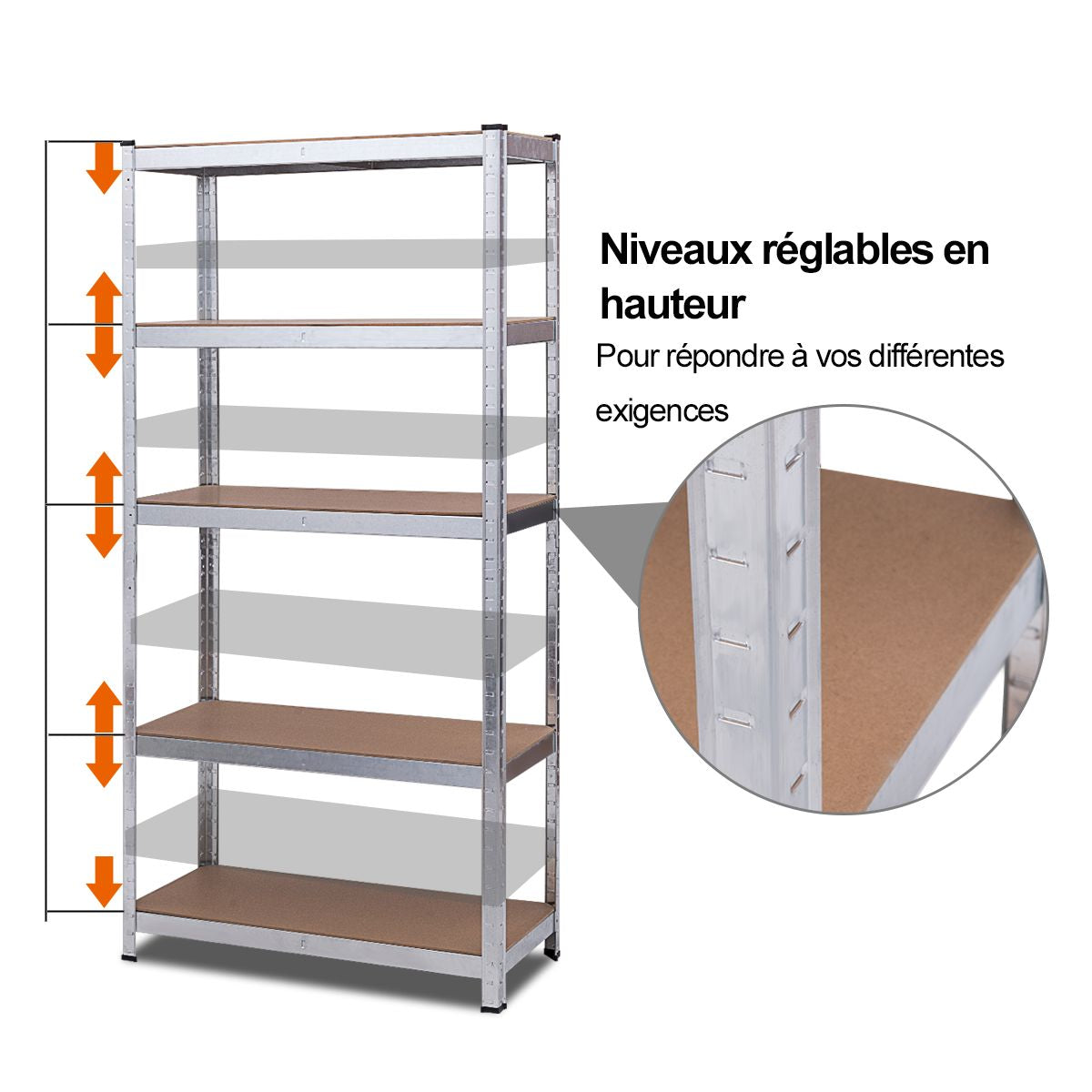 Lot de 2 Étagères de Rangement Charge Lourde 90x40x180CM avec 5 Tablettes Charge 175KG Étagères de Garage en Métal Galvanisé