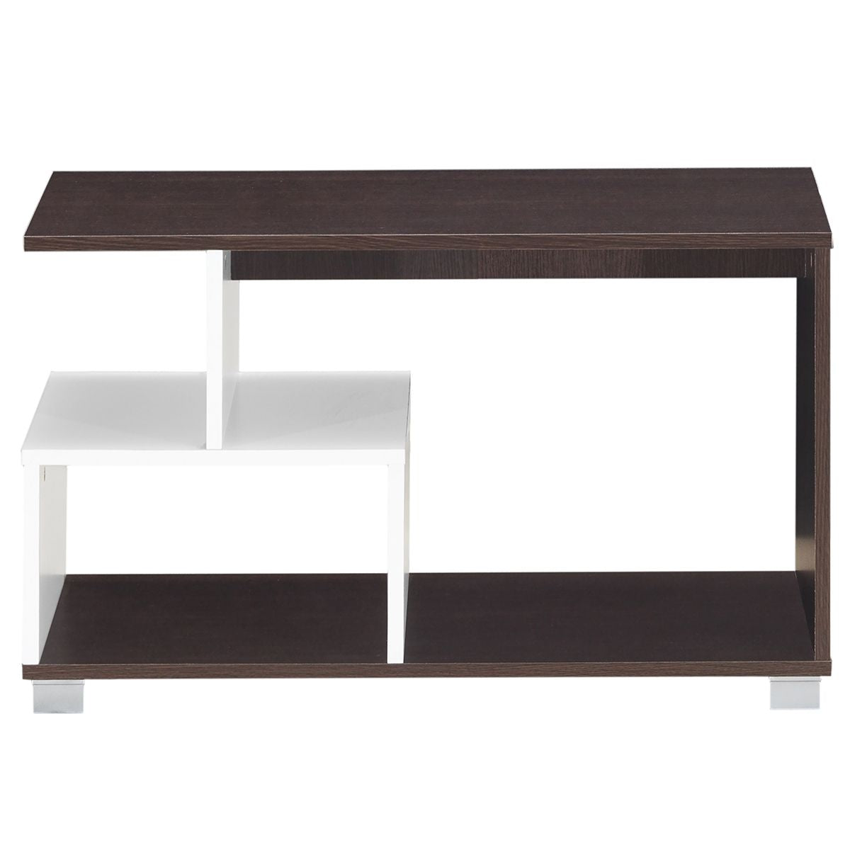 Table Basse avec 3 Etagères de Rangement de Style Moderne 80 x 40 x 48 CM Marron et Blanc