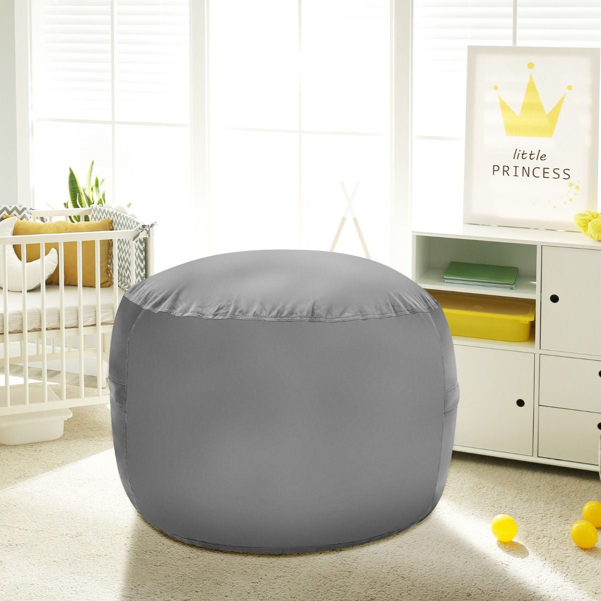 Pouf Poire 92 CM Ultra Confortable Rempli d'Éponge Doublure Indépendante Housse en Microfibre pour Chambre/Salon Gris