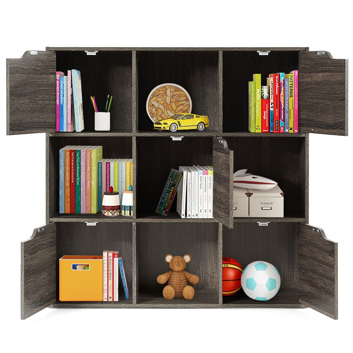 Bibliothèque de Rangement Cube de Rangement 5 avec Portes 90 x 29 x 90 cm Gris