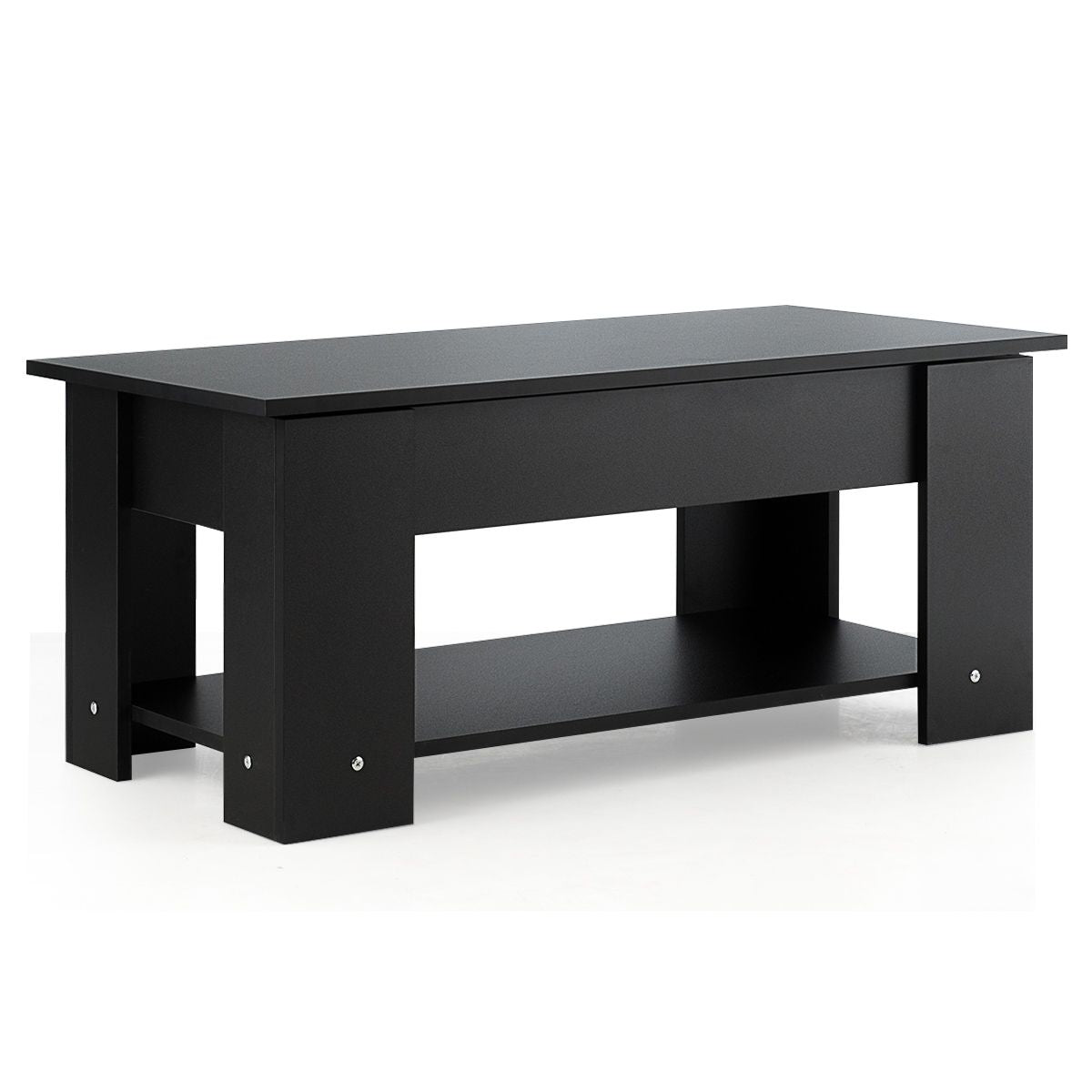 Table Basse avec Plateau Relavable et 1 Etagère pour Rangement Style Moderne 98 x 51 x 42 CM Noir