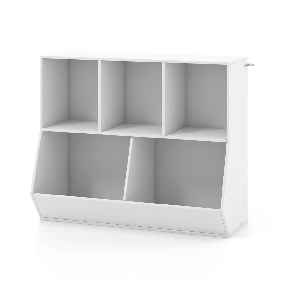 Bibliothèque pour Enfants à 9 Casiers, Étagère de Rangement Jouets pour Enfants avec Kits Anti-Basculement Étagère à Livres Enfants 90 x 40 x 76 cm Blanc