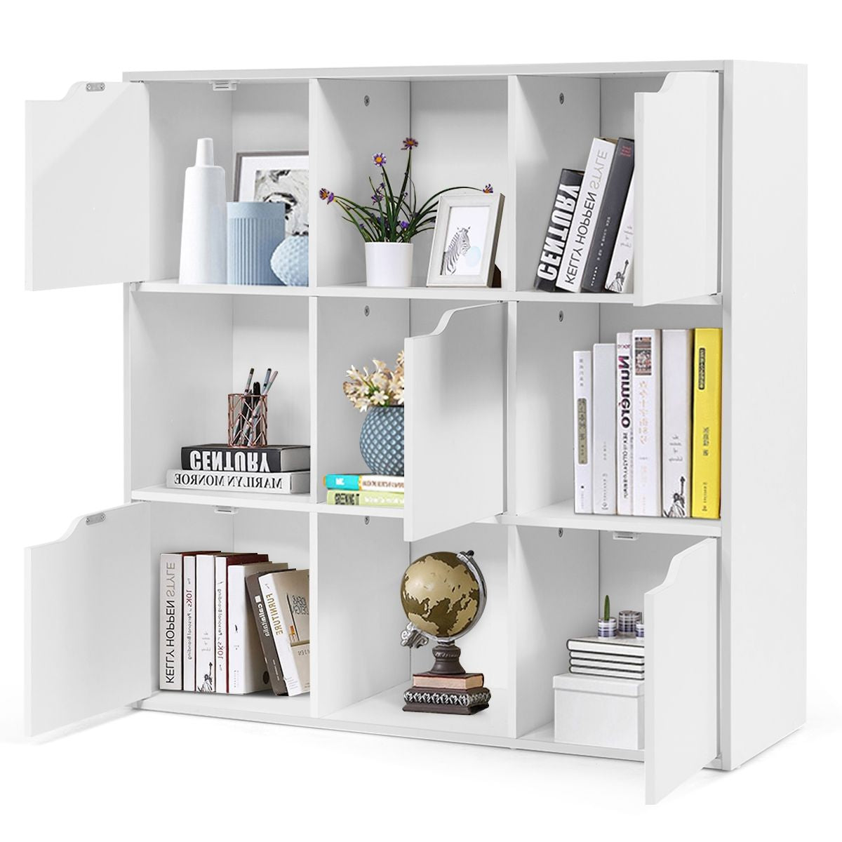 Bibliothèque de Rangement Cube de Rangement 5 avec Portes 90 x 29 x 90 cm Blanc