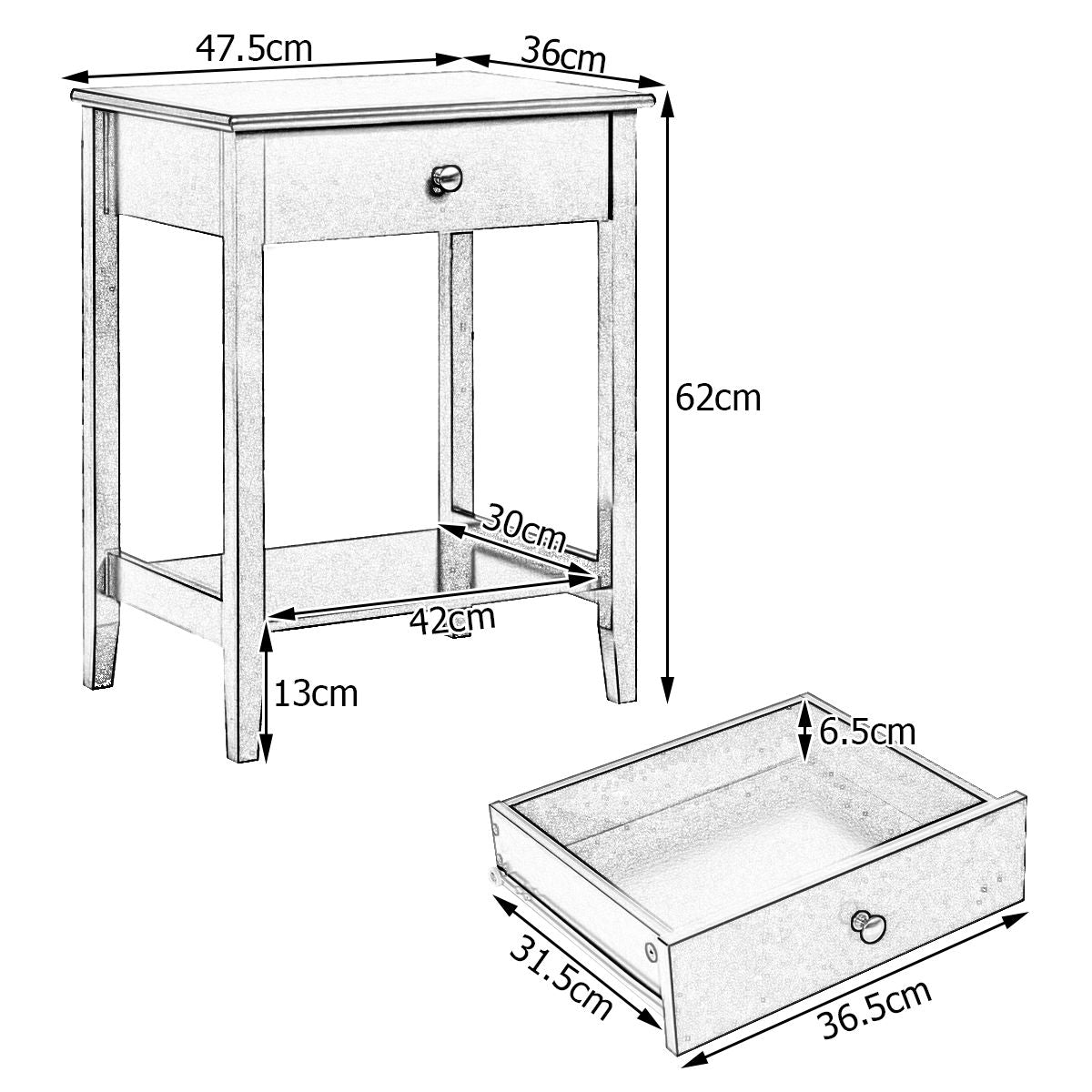 Table de Chevet à 2 Niveaux avec 1 Tiroir Table d'Appoint de Style Moderne Girs