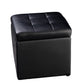 Tabouret Pouf Coffre Boîte de Rangement Repose-Pied Ottoman Espace de Stockage Cuir PU, max. 150 kg, 40x40x40cm, Noir