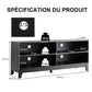 Meuble TV/Banc TV 147 X 40 X 61 CM Support télévision avec 4 Étagères de Rangement Ouvertes Tapis Antidérapant Café