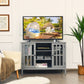 Meuble TV Support TV avec Rangement 3 Etagères, Banc TV 109 x 39,5 x 77 CM Style Simple et Contemporain Gris