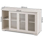 Buffet de Cuisine Commode Rangement Cuisine 2 Etagères avec 2 Porte Coulissantes Beige